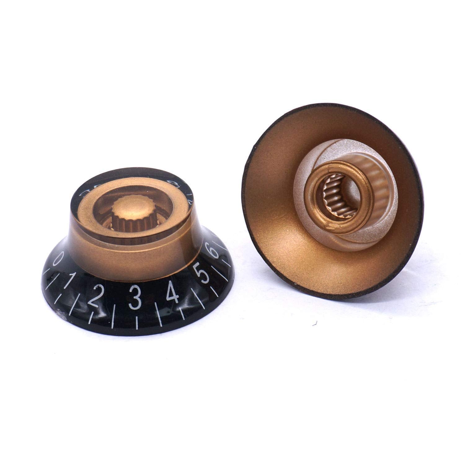 Taiss 4Pcs Guitar Knobs,Amber Top Hat Bell Style Rotary Knobs,Electric Guitar Bass Speed Volume Tone Control Knobs Fits 6mm/0.24